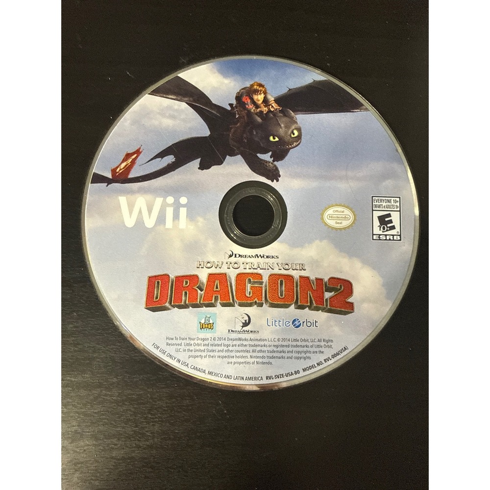 How to Train Your Dragon 2 Nintendo Wii Game Disc RVL-SVZE-USA-B0